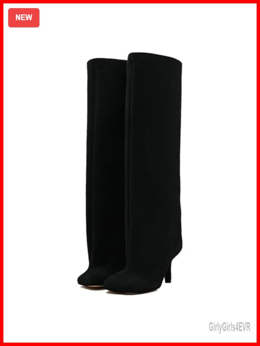 Knee High Boots Square Toe Kitten Heel Pull On Slouchy Tall Faux Suede